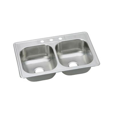 Elkay Dayton Stainless Steel 33" x 22" x 8-1/16", Equal Double Bowl Drop-in Sink