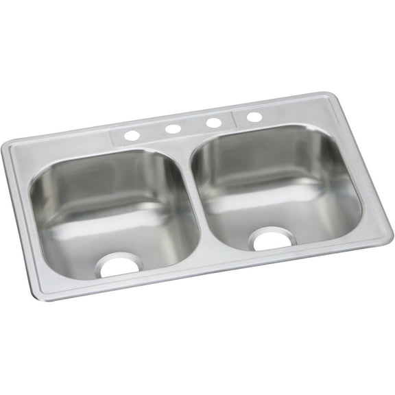 Elkay Dayton Stainless Steel 33" x 22" x 8-1/16", Equal Double Bowl Drop-in Sink