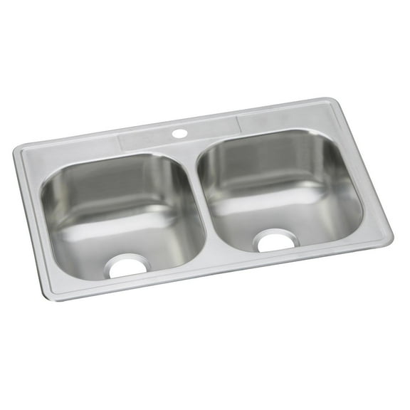 Elkay Dayton Stainless Steel 33" x 22" x 8-1/16", Equal Double Bowl Drop-in Sink
