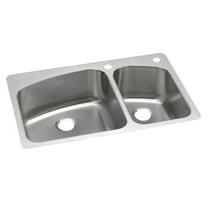 Elkay Dayton Stainless Steel 33" x 22" x 8", 60/40 Double Bowl Dual Mount Sink