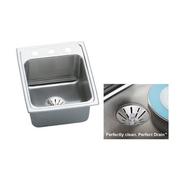 Elkay, DLR172210PDOS4 , 18 Gauge Stainless Steel 17" x 22" x 10.125" Single Bowl Drop-in Kitchen Sink Kit, Sinks