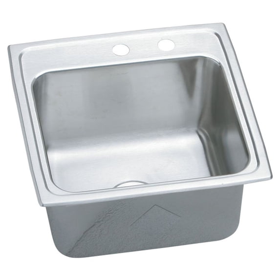 Elkay DLR191910MR2 Lustertone Classic 19-1/2 x 19 x 10-1/8 Single Bowl Drop-In Laundry Sink, 2 Offset Holes, 18-Gauge Stainless