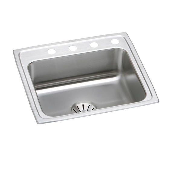 Elkay Lustertone Classic Stainless Steel 22" x 19-1/2" x 10-1/8", 4-Hole Single Bowl Drop-in Sink with Perfect Drain