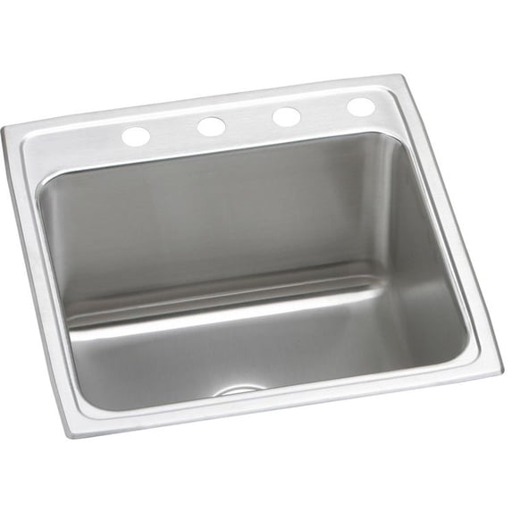 Elkay DLR2222122 Lustertone Classic 22 x 22 x 12-1/8 Single Bowl Drop-In Sink, 2 Holes, 18-Gauge Stainless