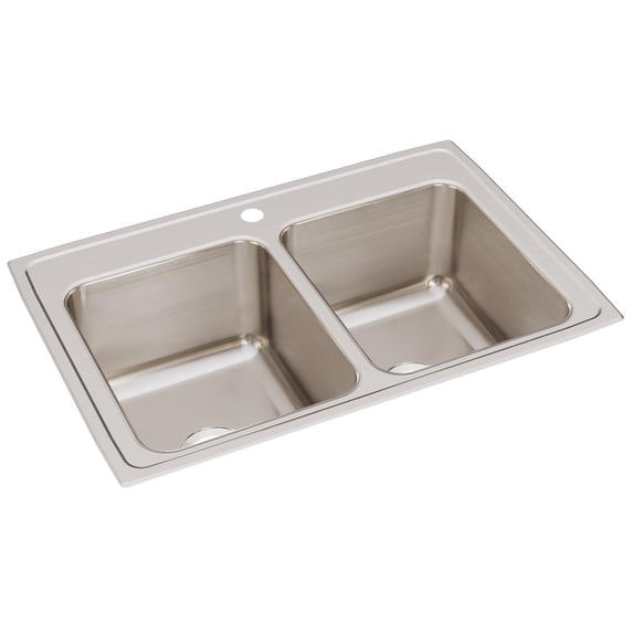 Elkay Lustertone Classic Stainless Steel 33" x 22" x 12-1/8", Equal Double Bowl Drop-in Sink