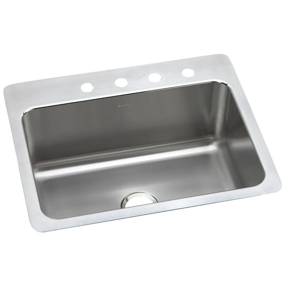 Elkay DLSR2722101 Lustertone Stainless Steel 27" x 22" x 10", Single Bowl Dual Mount Kitchen Sink