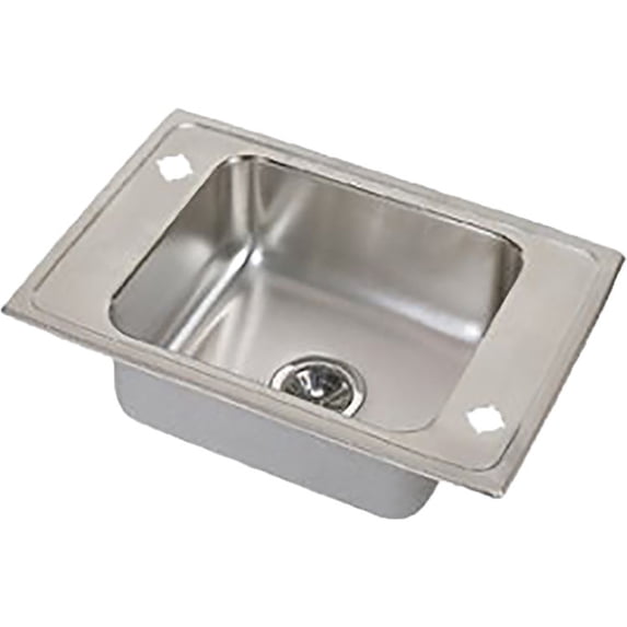 Elkay DRKAD2517402LM Lustertone Classic 25 x 17 x 4 Single Bowl Drop-In Classroom ADA Sink, 2LM Holes, 18-Gauge Stainless