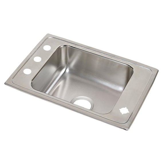 Elkay Lustertone Classic Stainless Steel 25" x 17" x 4", 4-Hole Single Bowl Drop-in Classroom ADA Sink