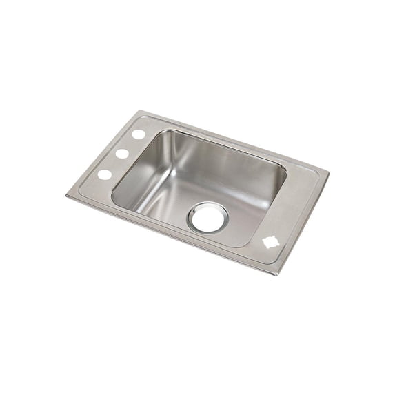 Elkay Lustertone Classic Stainless Steel 31" x 19-1/2" x 4", 2-Hole Single Bowl Drop-in Classroom ADA Sink