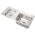 thumbnail image 1 of Elkay DRKAD371760R4 Lustertone Classic 37-1/4 x 17 x 6 Double Bowl Drop-In Classroom ADA Sink, Right Slotted, 4 Holes, 18-Gauge Stainless, 1 of 7