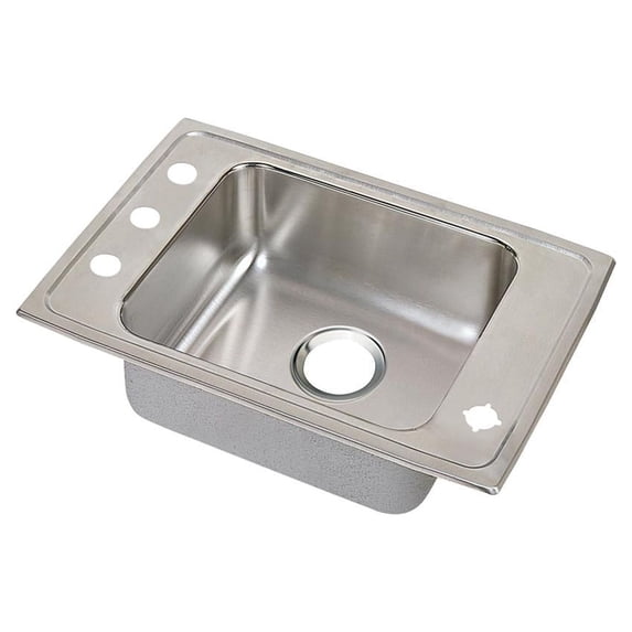 Elkay Lustertone Classic Stainless Steel 25" x 17" x 4-1/2", 4-Hole Single Bowl Drop-in Classroom ADA Sink with Quick-clip