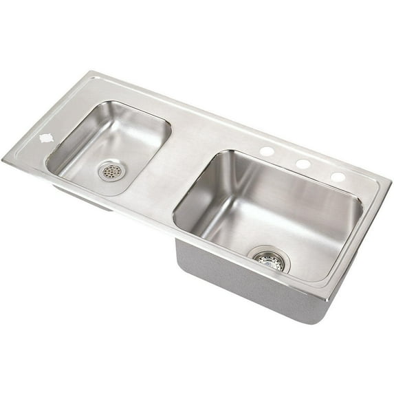 Elkay Drkadq371760l4 37-1/4" Double Basin Drop In Stainless Steel Utility Sink - 4 Faucet