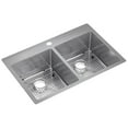 thumbnail image 1 of Elkay ECTSR33229TBG1 Crosstown Stainless Steel 33" x 22" x 9", Equal Double Bowl Dual Mount Sink Kit, 1 of 2