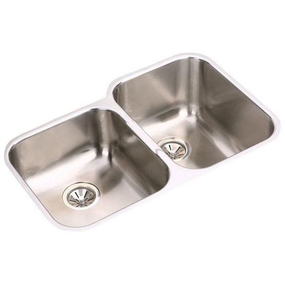 Elumina Undermount Stainless Steel 20-1/2x31-1/4x10 0-Hole Double Bowl Kitchen Sink in Stainless Steel