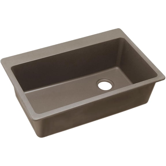 Elkay ELG13322GR0 Quartz Classic 33" x 22" x 9-1/2", Single Bowl Top Mount Sink, Greige
