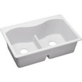 thumbnail image 1 of Elkay ELGLB3322WH0 Elkay Quartz Classic 33" x 22" x 9-1/2", Equal Double Bowl Top Mount Sink with Aqua Divide, White, 1 of 7