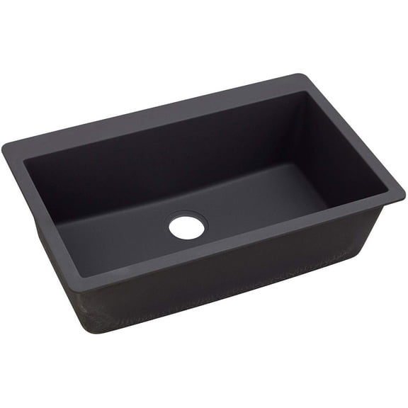 Elkay ELXR13322CA0 Quartz Luxe 33" x 20-7/8" x 9-7/16" Single Bowl Top Mount Sink, Caviar