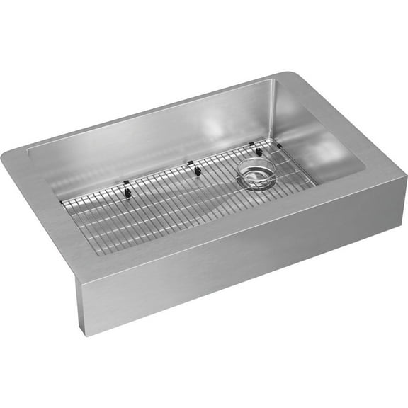 Elkay ECTRUF30179RC Crosstown 35-7/8 in. x 20-1/4 in. x 9 in. Single Bowl Farmhouse Stainless Steel Sink Kit