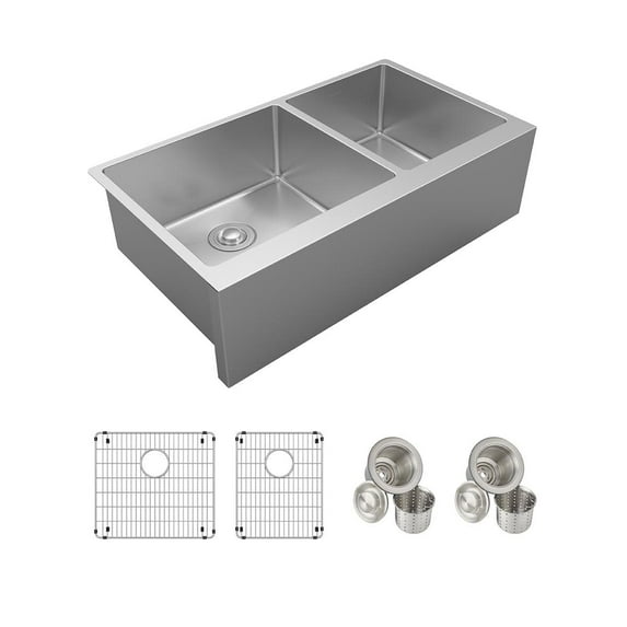Elkay Efruff23417dbg Crosstown 35-7/8" Farmhouse Double Basin Stainless Steel Kitchen Sink