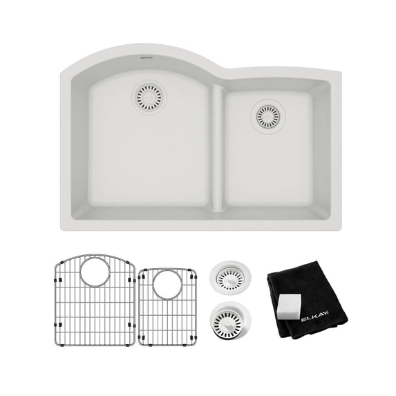 Elkay ELGHU3322RWH0C Quartz Classic 33" Undermount Double Basin Quartz Composite Kitchen