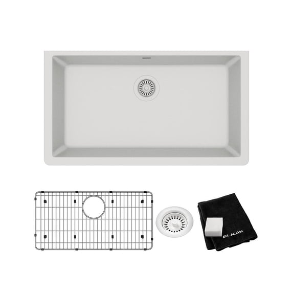 Elkay ELGRU13322WH0C Quartz Classic 33" Undermount Single Basin Quartz Composite Kitchen