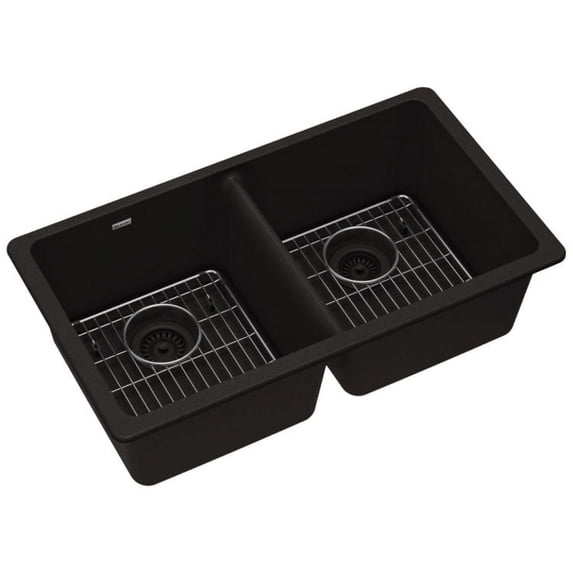 Elkay ELGU3322BK0C Quartz Classic 33" Undermount Double Basin Quartz Composite Kitchen