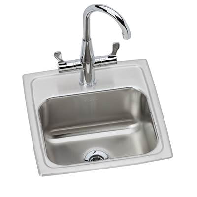 Gourmet Top Mount Stainless Steel 15x15x7.125 1-Hole Single Bowl Kitchen Sink in Satin