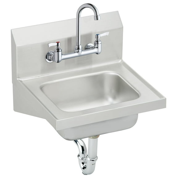 Elkay Stainless Steel 16-3/4" x 15-1/2" x 13", Single Bowl Wall Hung Handwash Sink Kit Buffed Satin