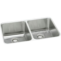 Elkay ELUH361710DBG Lustertone Undermount 35-3/4 in. x 18-1/2 in. Equal Double Bowl Sink Kit (Stainless Steel)