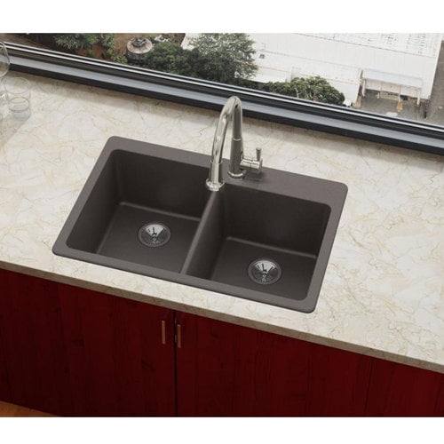 Elkay Elx250r Quartz Luxe 33" Double Basin Kitchen Sink For Drop-In Installation -