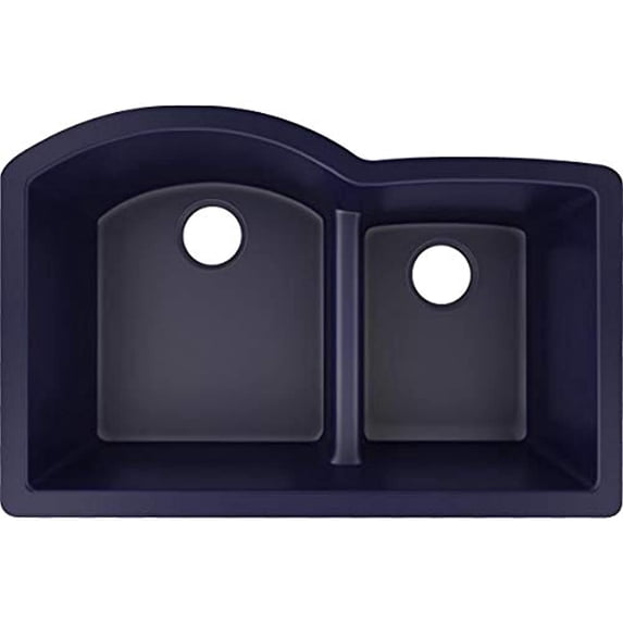Elkay ELXHU3322RJB0 Quartz Luxe Offset 60 40 Double Bowl Undermount Sink with Aqua Divide Jubilee