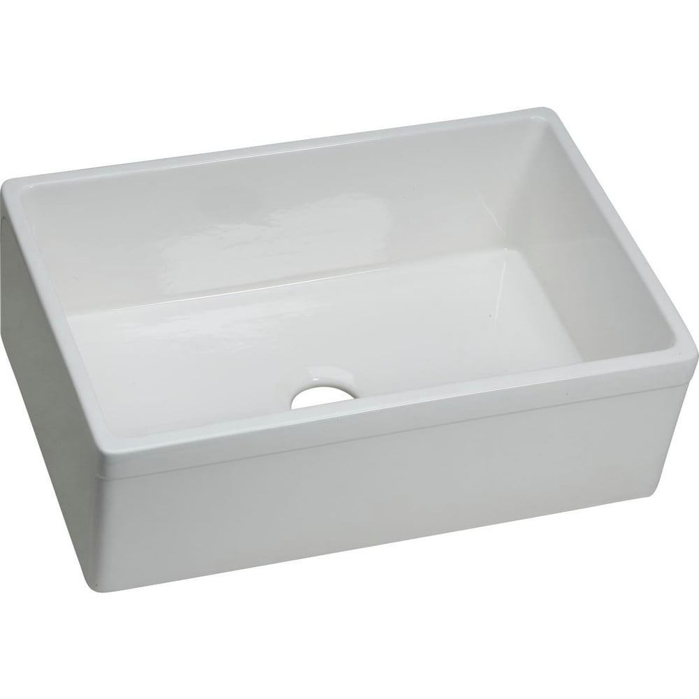 Gloss White Fireclay Farmhouse Single Bowl Kitchen Sink