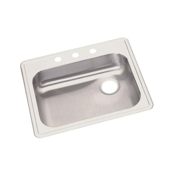 Elkay GE12522R3 Dayton Stainless Steel 25" x 22" x 5-3/8", Single Bowl Top Mount Kitchen Sink