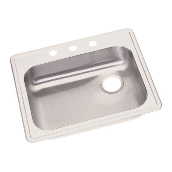 Elkay Ge12521r Dayton 25" Drop In Single Basin Stainless Steel Kitchen Sink - 2 Faucet