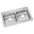 thumbnail image 1 of Dayton Stainless Steel 33" x 22" x 5-3/8", MR2-Hole Equal Double Bowl Drop-in Sink, 1 of 7
