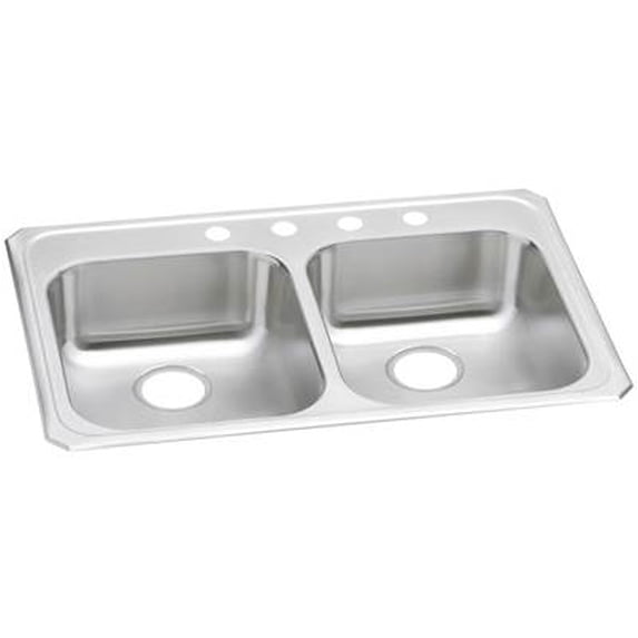 Elkay, GECR33213 , 20 Gauge Stainless Steel 33" x 21.25" x 5.375" Double Bowl Drop-in Kitchen Sink, Sinks