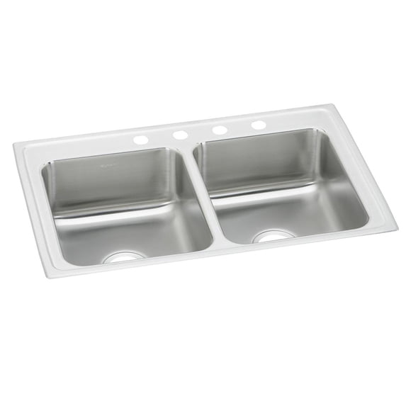 SS 33x19.5x7.1 Dbl Bowl Drop-in Sink
