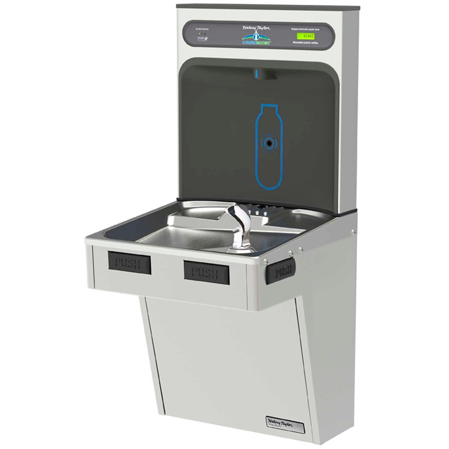 Halsey Taylor HydroBoost Bottle Filling Station &amp; Single ADA Cooler, Non-Filtered 8GPH Stainless Steel