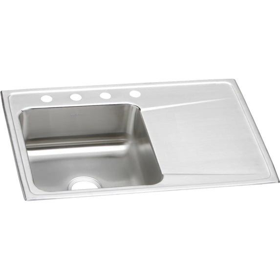 Elkay Lustertone Classic Stainless Steel 33" x 22" x 7-5/8", Single Bowl Drop-in Sink with Drainboard
