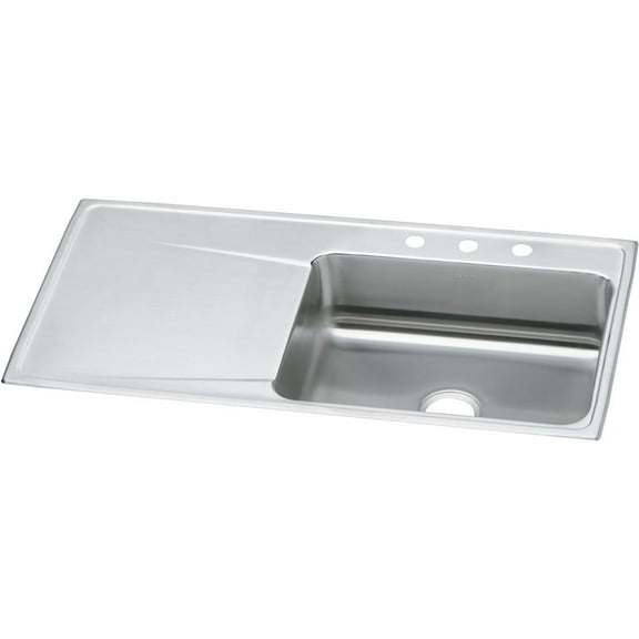 Elkay ILR4322R1 Elkay Lustertone Stainless Steel 43" x 22" x 7-5/8", Single Bowl Top Mount Sink with Drainboard