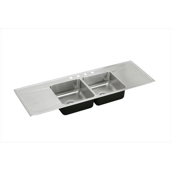 Elkay ILR6622DD4 18 Gauge Stainless Steel 66 x 22 x 7.625 in. Double Bowl Top Mount Kitchen Sink