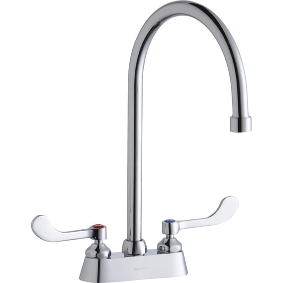 Elkay LK406GN08T4 Elkay 4" Centerset with Exposed Deck Faucet with 8" Gooseneck Spout 4" Wristblade Handles Chrome