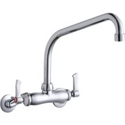 Elkay Foodservice 3-8" Adjustable Centers Wall Mount Faucet w/10" High Arc Spout 2" Lever Handles 2i
