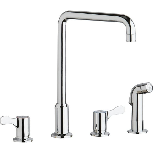 Elkay LKD2433C Elkay 8" Centerset Concealed Deck Mount Faucet with Arc Spout and 2-5/8" Lever Handles with Side Spray Chrome