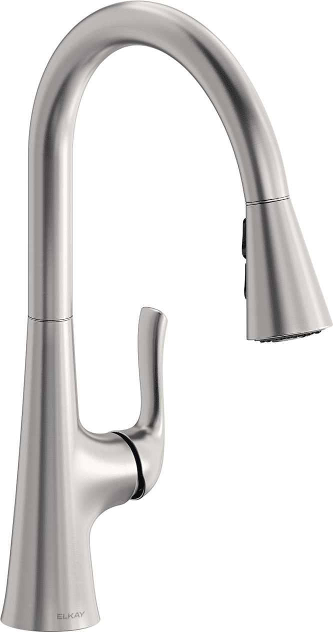 Elkay LKHA1041LS Harmony Single Hole Kitchen Faucet with Pull-down Spray and Forward Only Lever Handle, Lustrous Steel