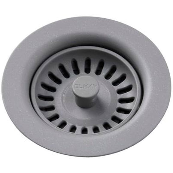 Elkay Polymer Drain Fitting with Removable Basket Strainer and Rubber Stopper Greystone