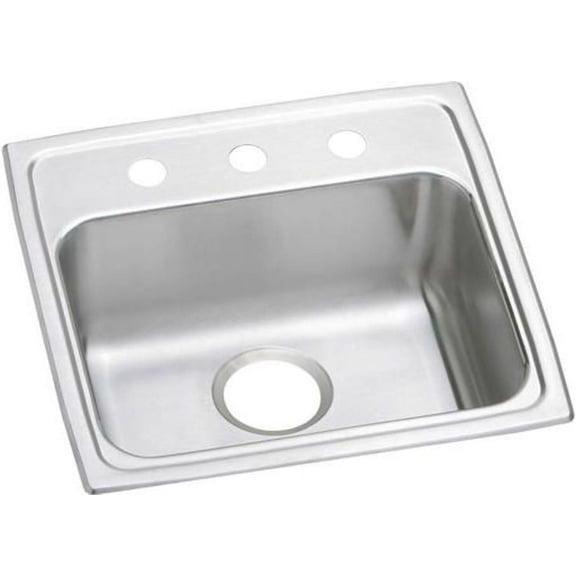 Elkay LRAD1918653 Lustertone Stainless Steel 19" x 18" x 6-1/2", Single Bowl Top Mount ADA Sink Lustertone