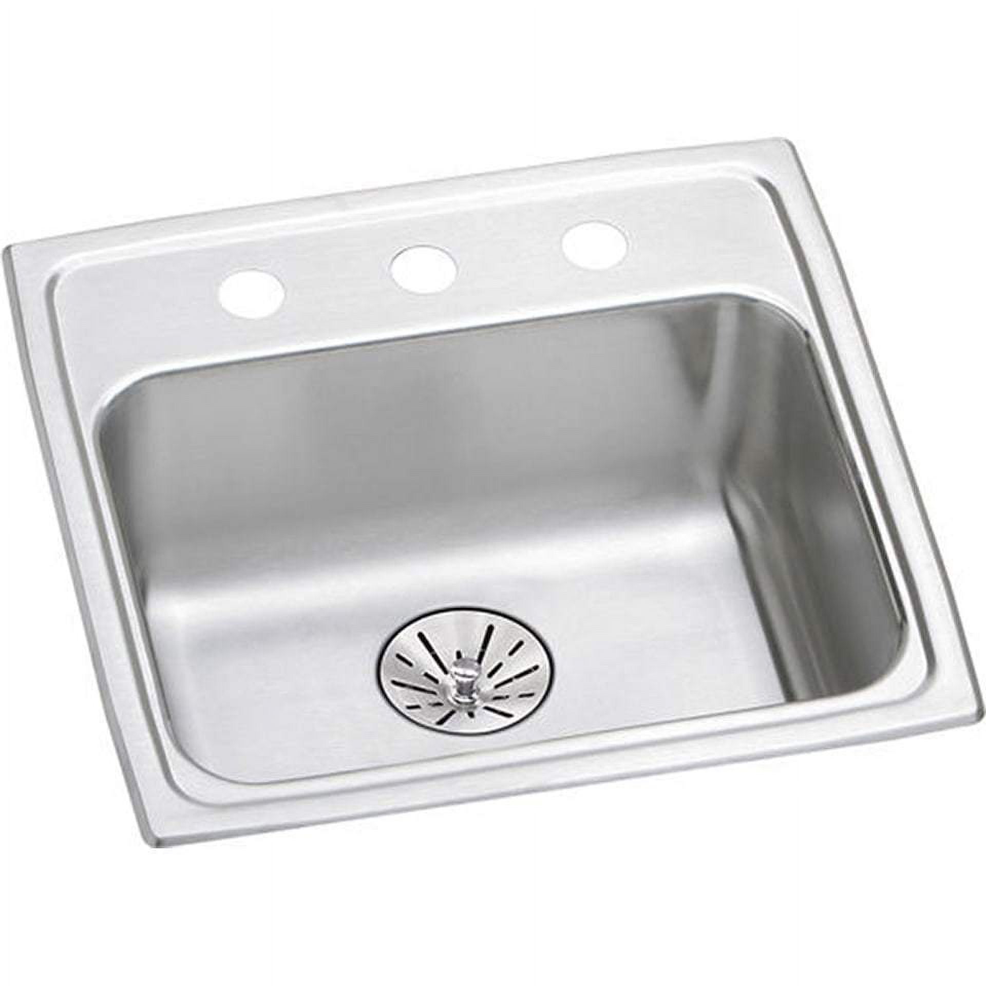 Elkay LRAD191865PD3 Lustertone Stainless Steel 19" x 18" x 6-1/2" Single Bowl Top Mount ADA Sink with Perfect Drain