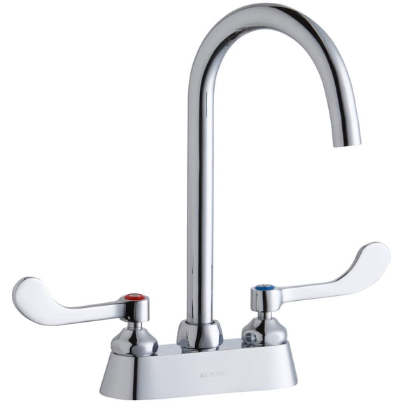 Open Box Elkay Lk406lgn05t4 1.5 GPM Deck Mounted Double Wrist Blade Handle Utility Faucet - Chrome