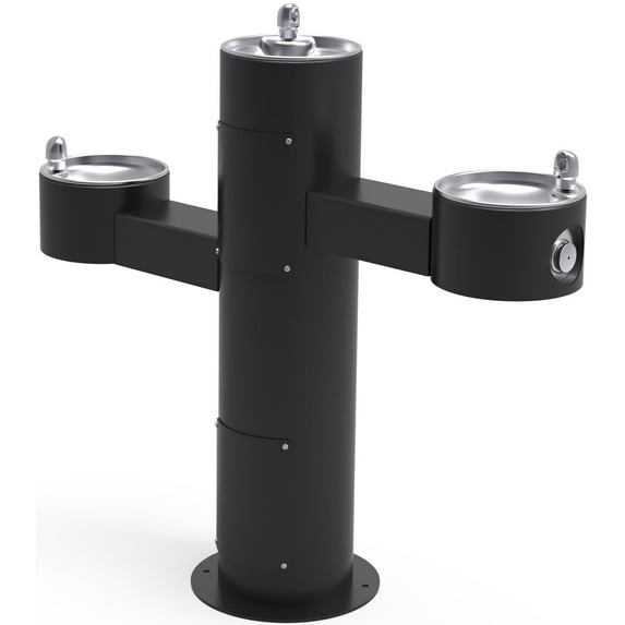 Elkay Lk4430 Ezh20 14" Floor Mounted Outdoor Triple Station Fountain - Black